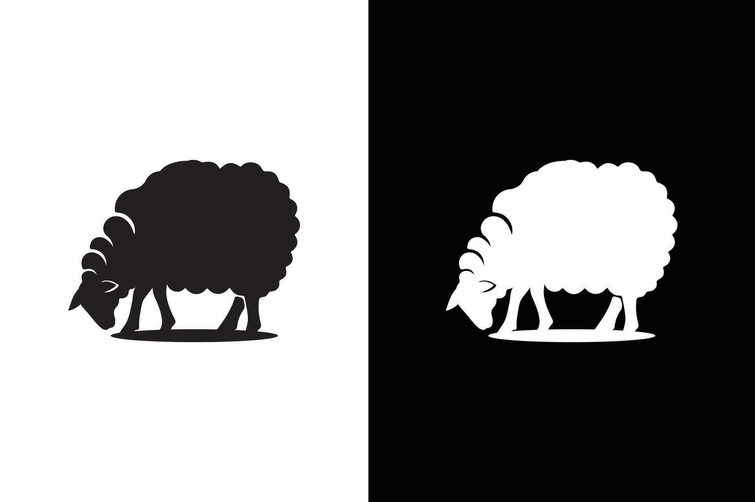 Sheep with black white background. Modern lamb and sheep logo. vector