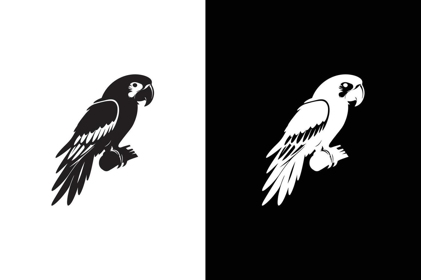 Parrot icon silhouette isolated on white black background. Parrot icon illustration vector