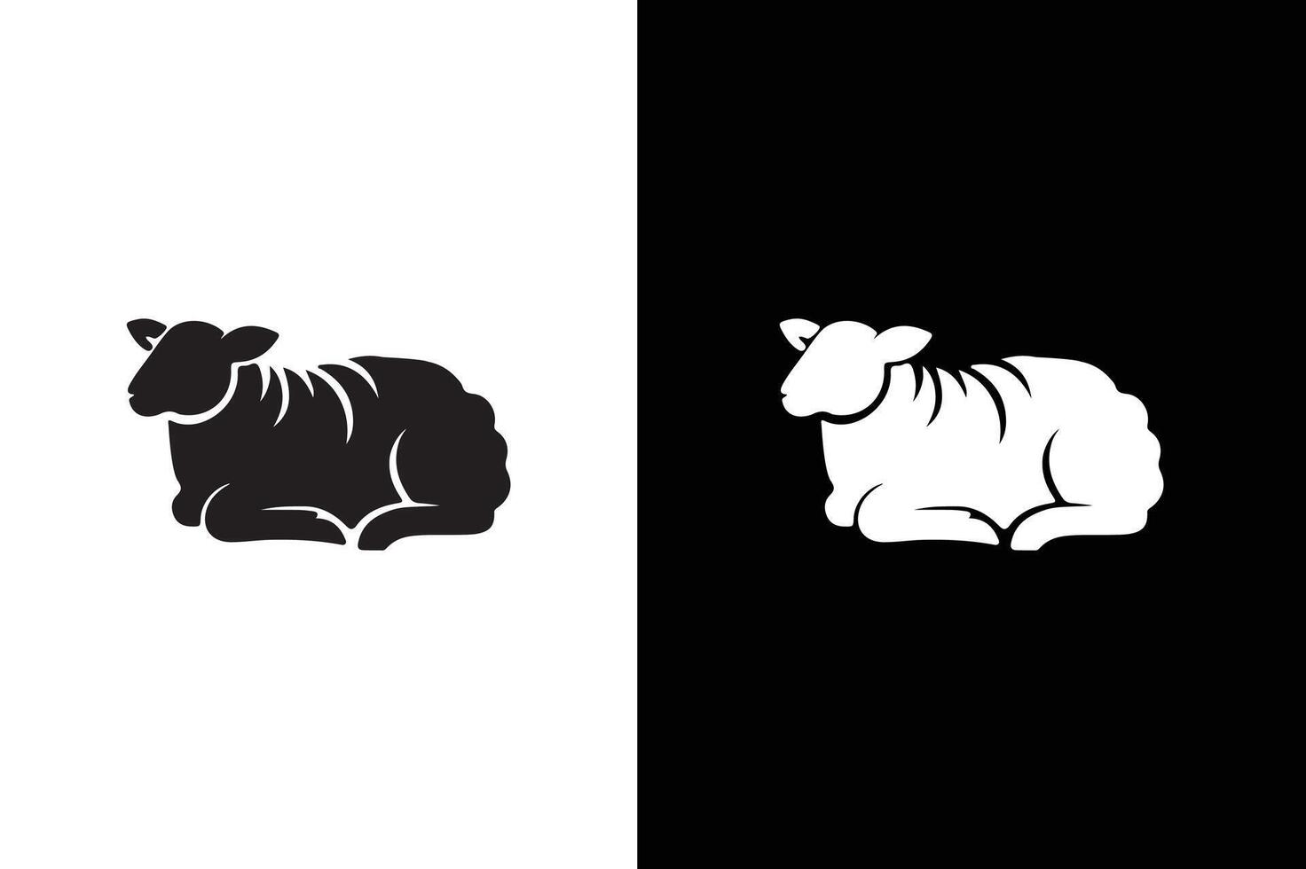 Modern lamb and sheep logo. Silhouette of sheep design illustration black and white vector