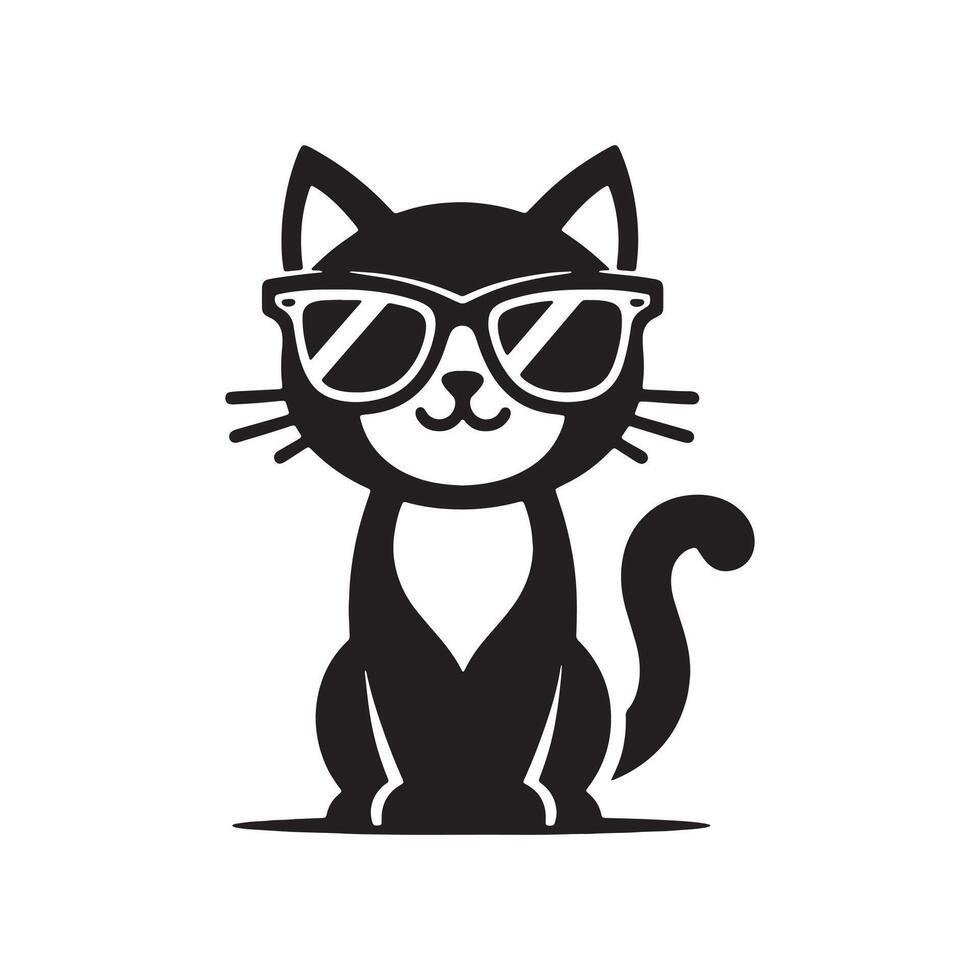 a cat wearing sunglasses silhouette vector