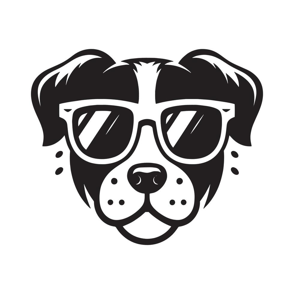 a dog wearing sunglasses silhouette vector