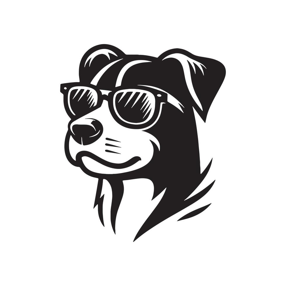 a dog wearing sunglasses silhouette vector