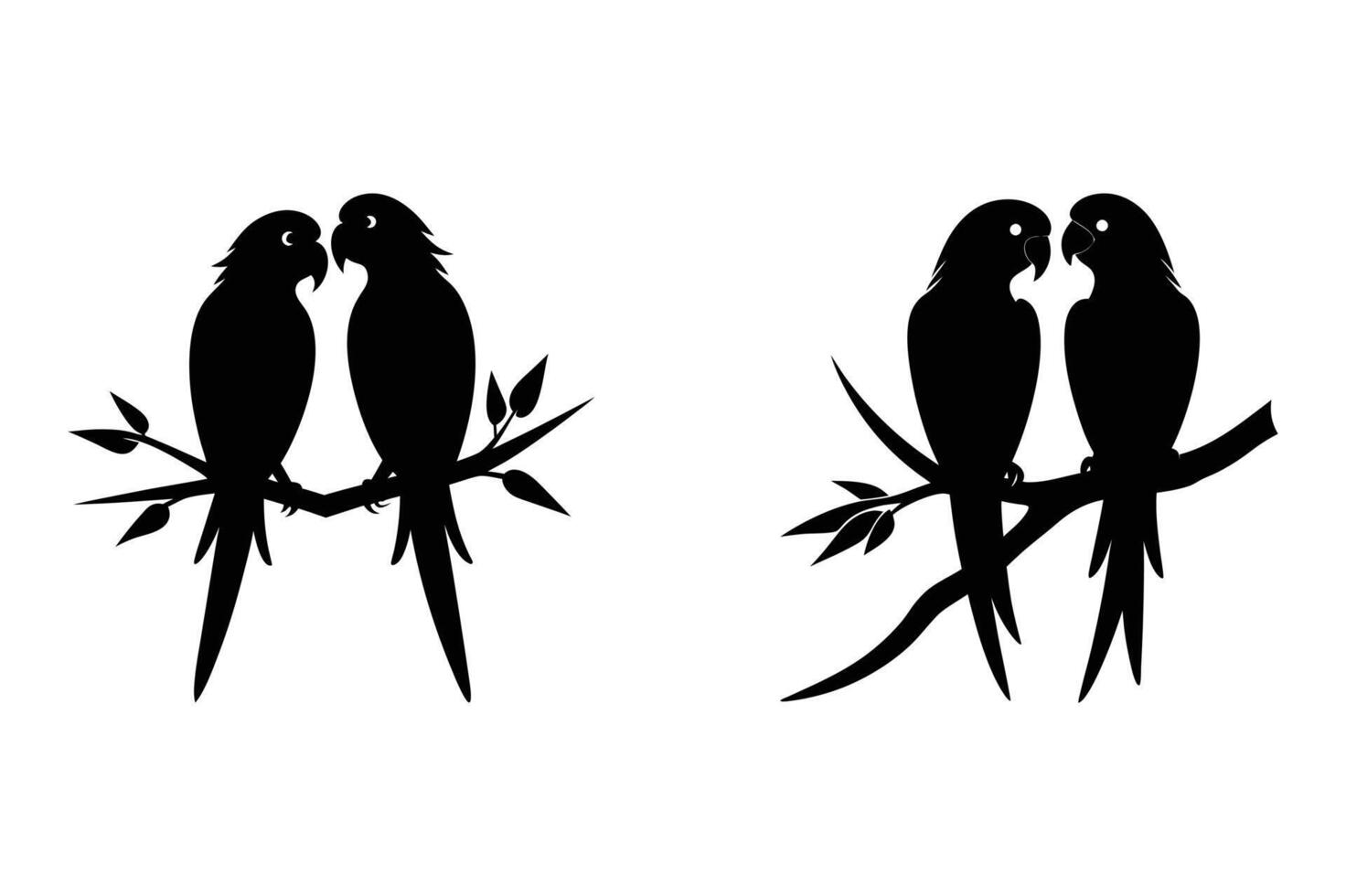 Parrot couple silhouette art illustration bundle set vector