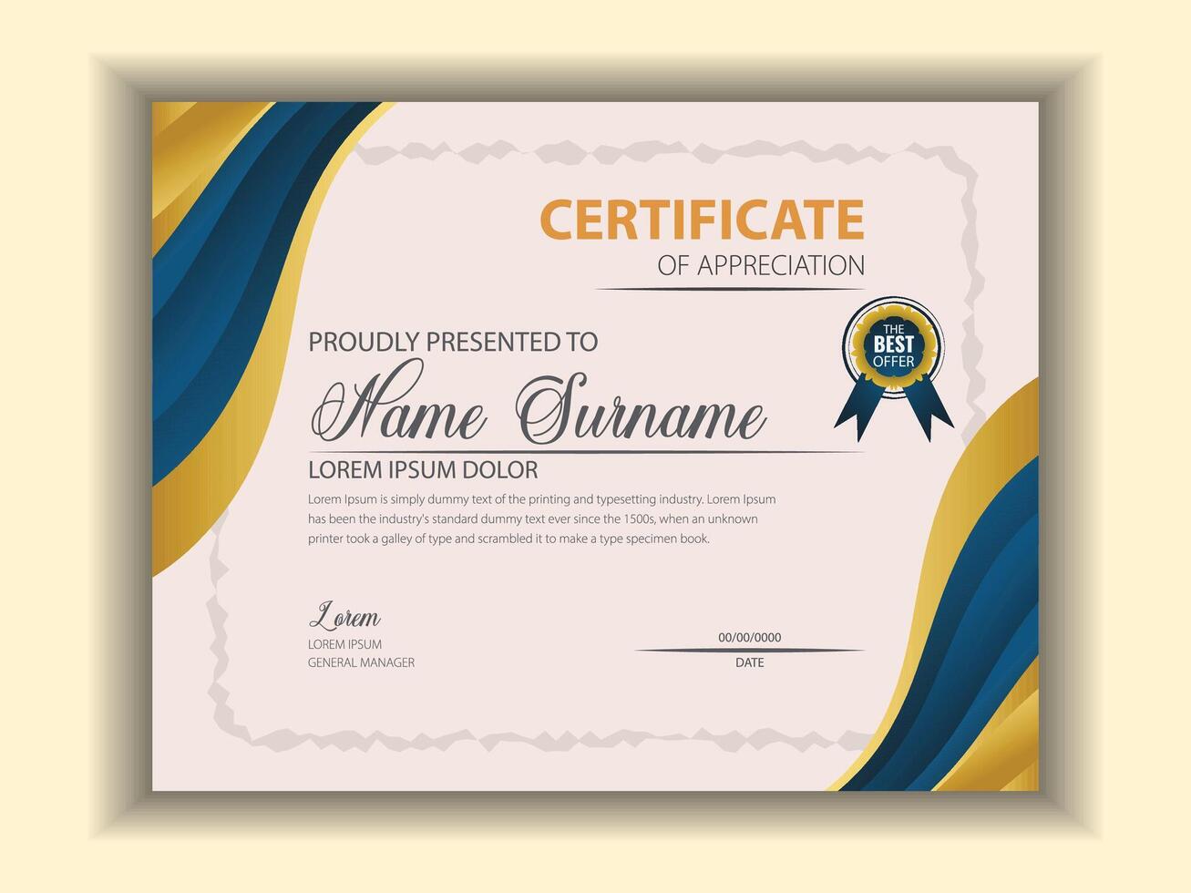 Creative Business, Training Achievement Certificate Template vector