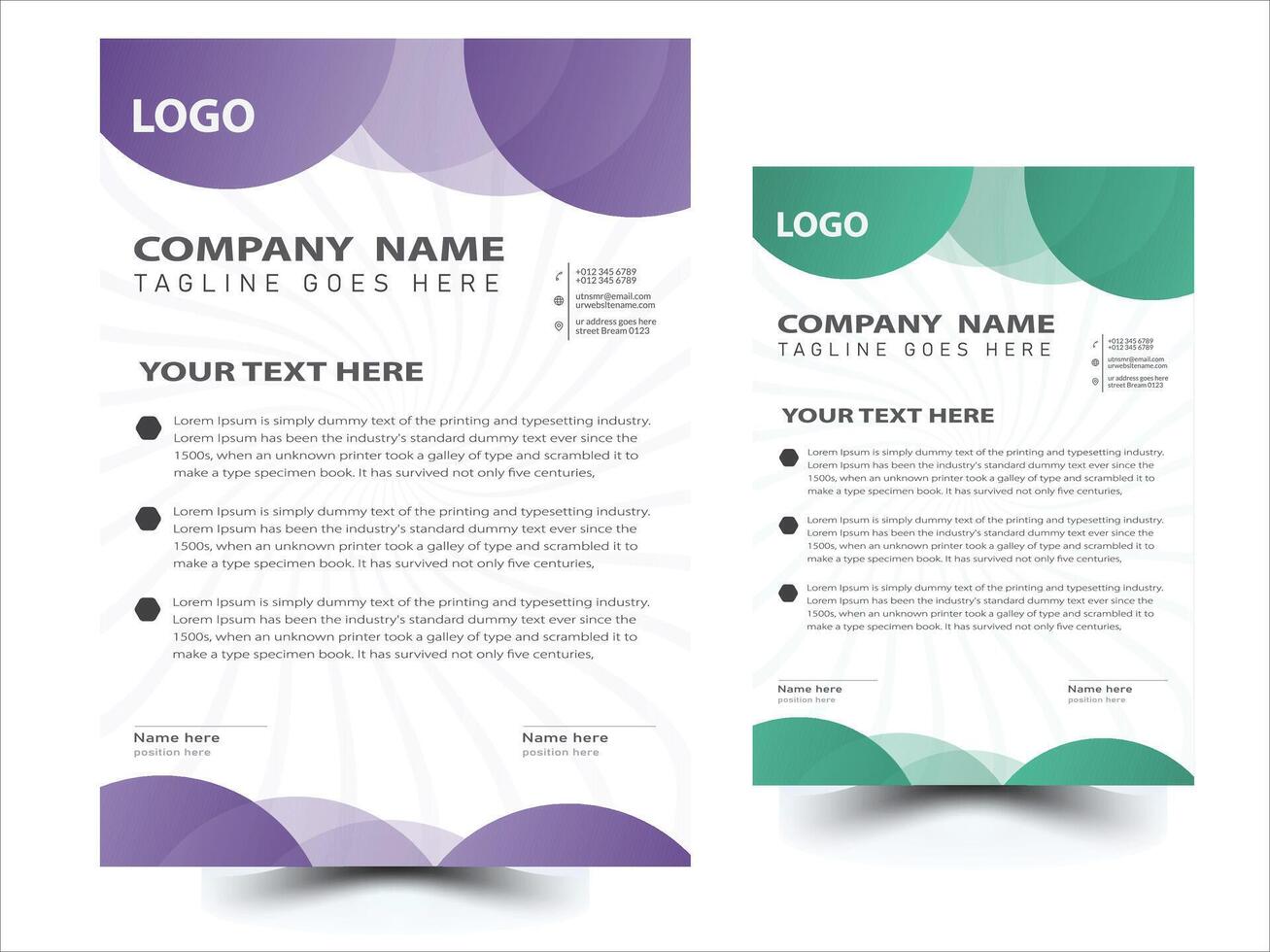 Gradient modern business letterhead template design vector