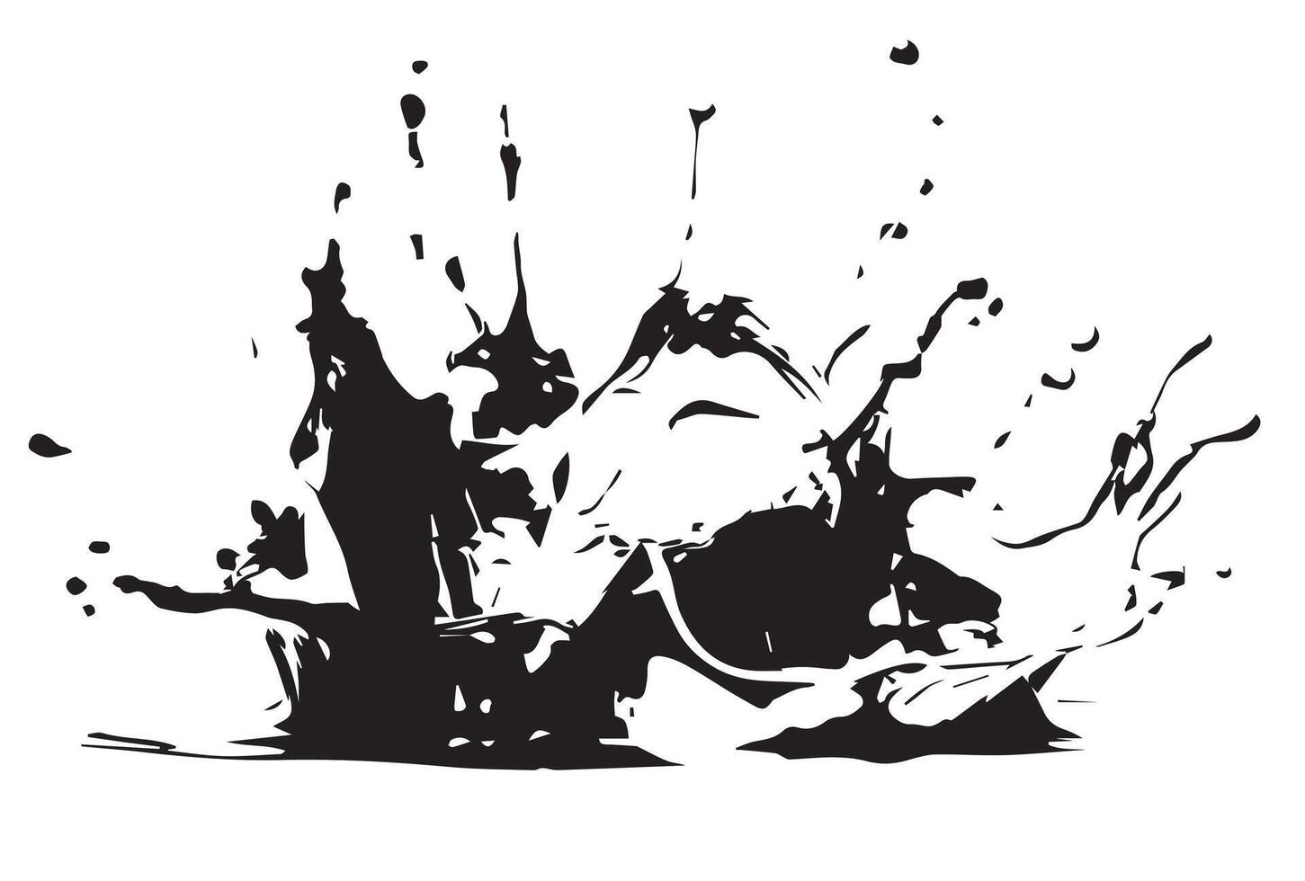 Large colorful splash of paint that scatters in different directions. liquid explosion illustration, isolated on white background vector