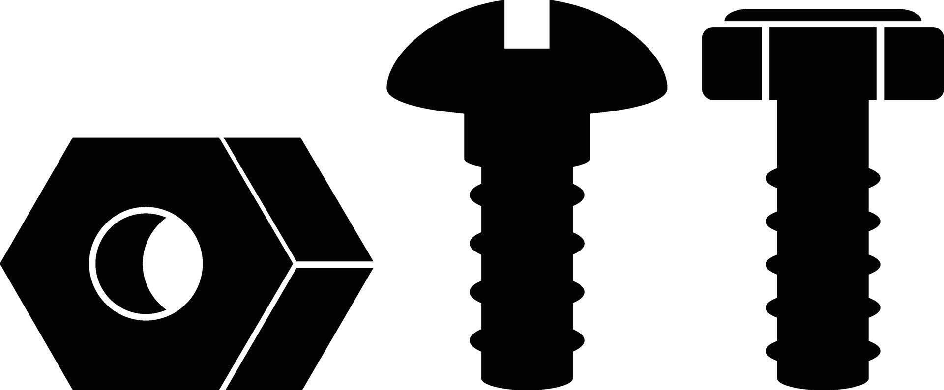 Screw Nut and Bolts Simple Icons vector