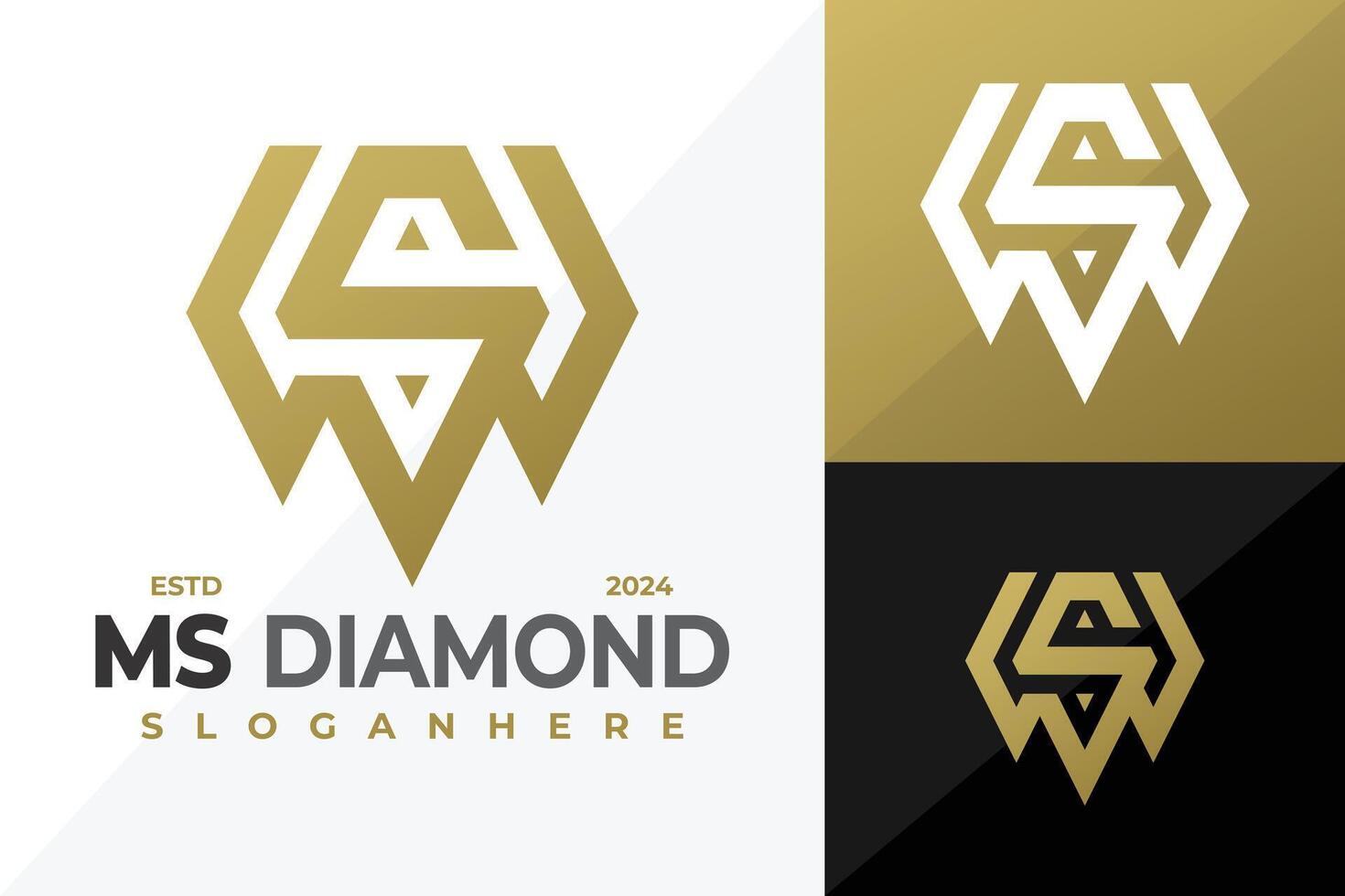 Letter Ms or Sm Diamond Logo design symbol icon illustration vector