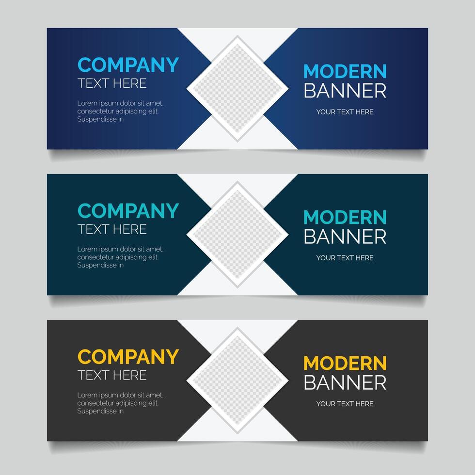 Professional business banner template with photo place modern layout template vector