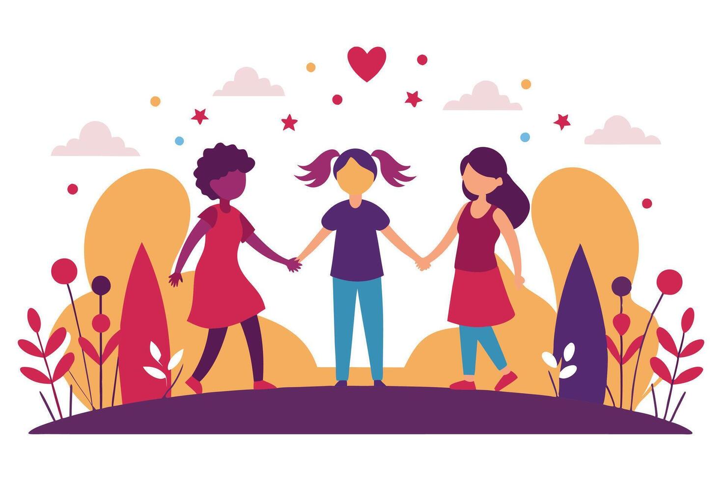 Happy Friendship Day silhouette on a white background vector
