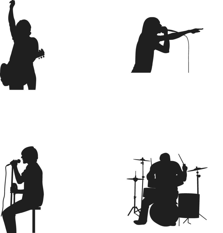 Musician Band Silhoutte Rock Metal vector