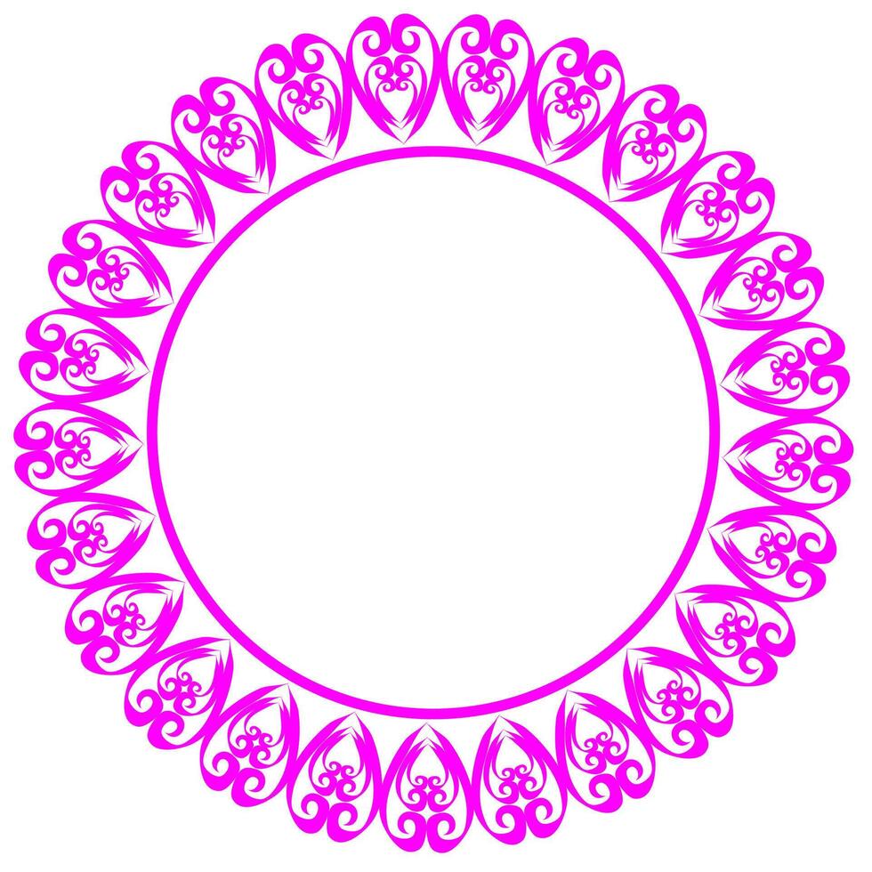 Round pink frame in the form of an abstract pattern arranged in a circle on a white background vector