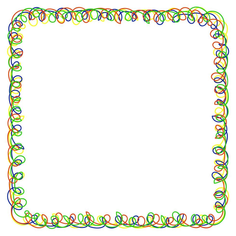 Quadruple frame in doodle style made of multi-colored wire on a white background vector