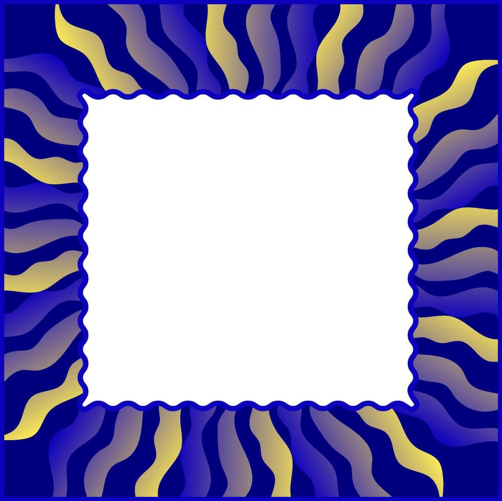 Frame with yellow and blue pattern of wavy lines vector