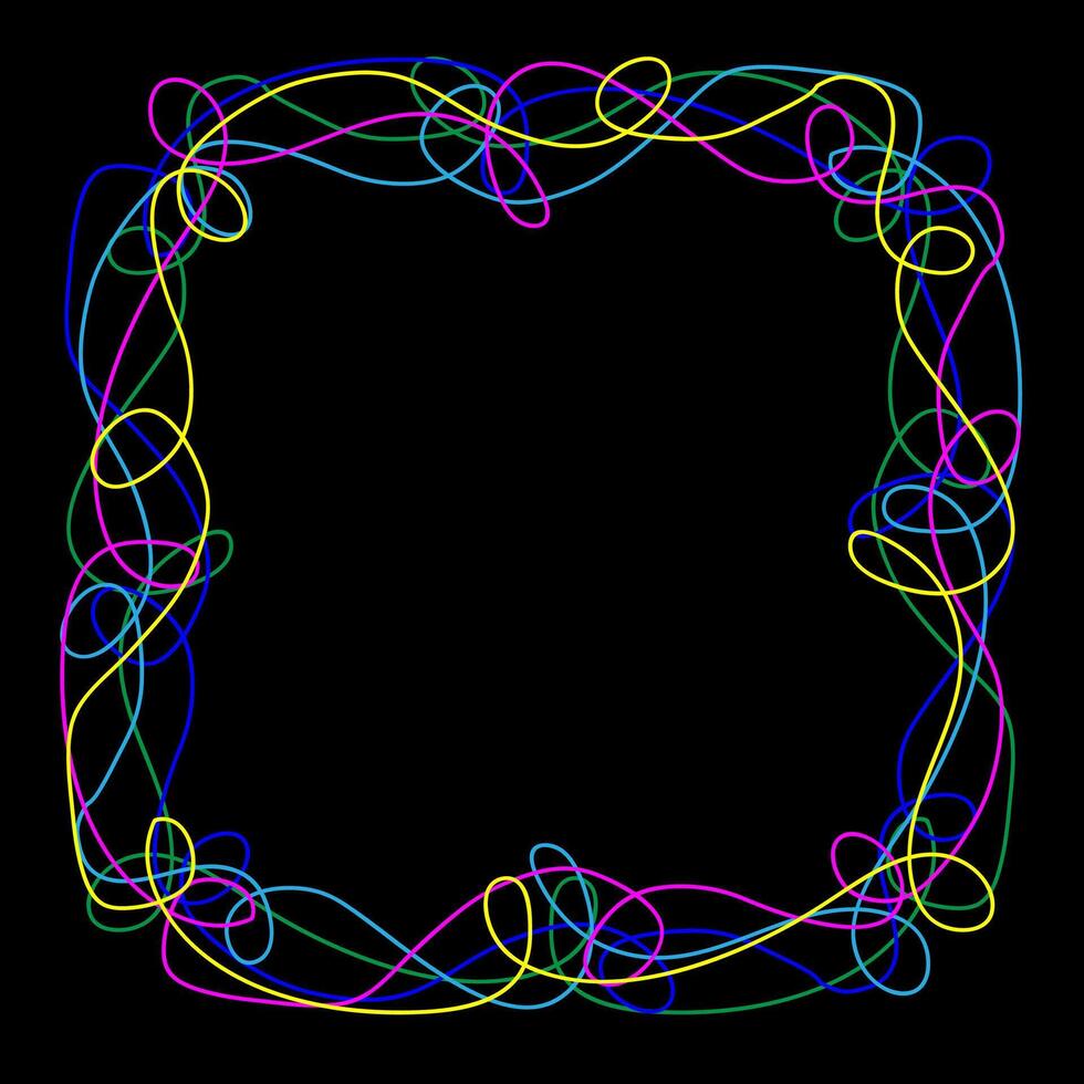 Abstract frame made of colorful lines drawn in doodle style vector