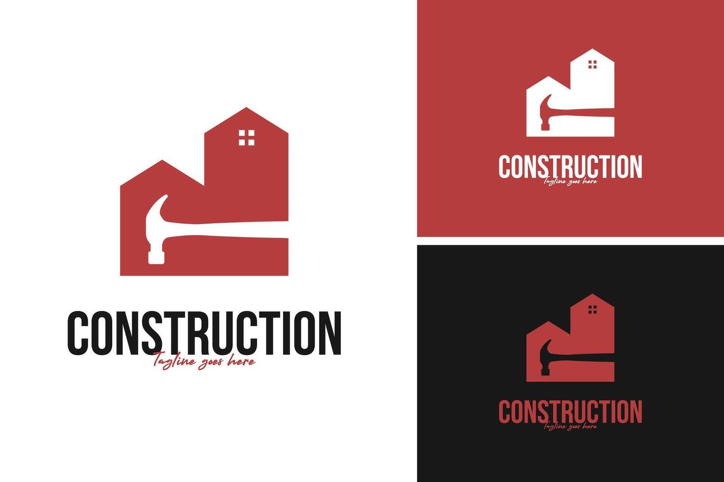 Hammer with house logo design illustration template idea vector
