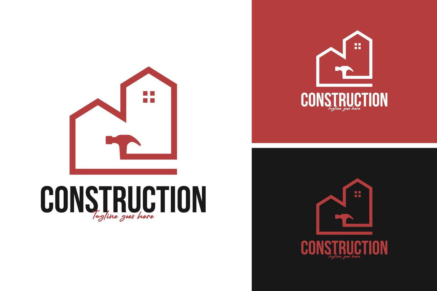 Hammer with house logo design illustration template idea vector