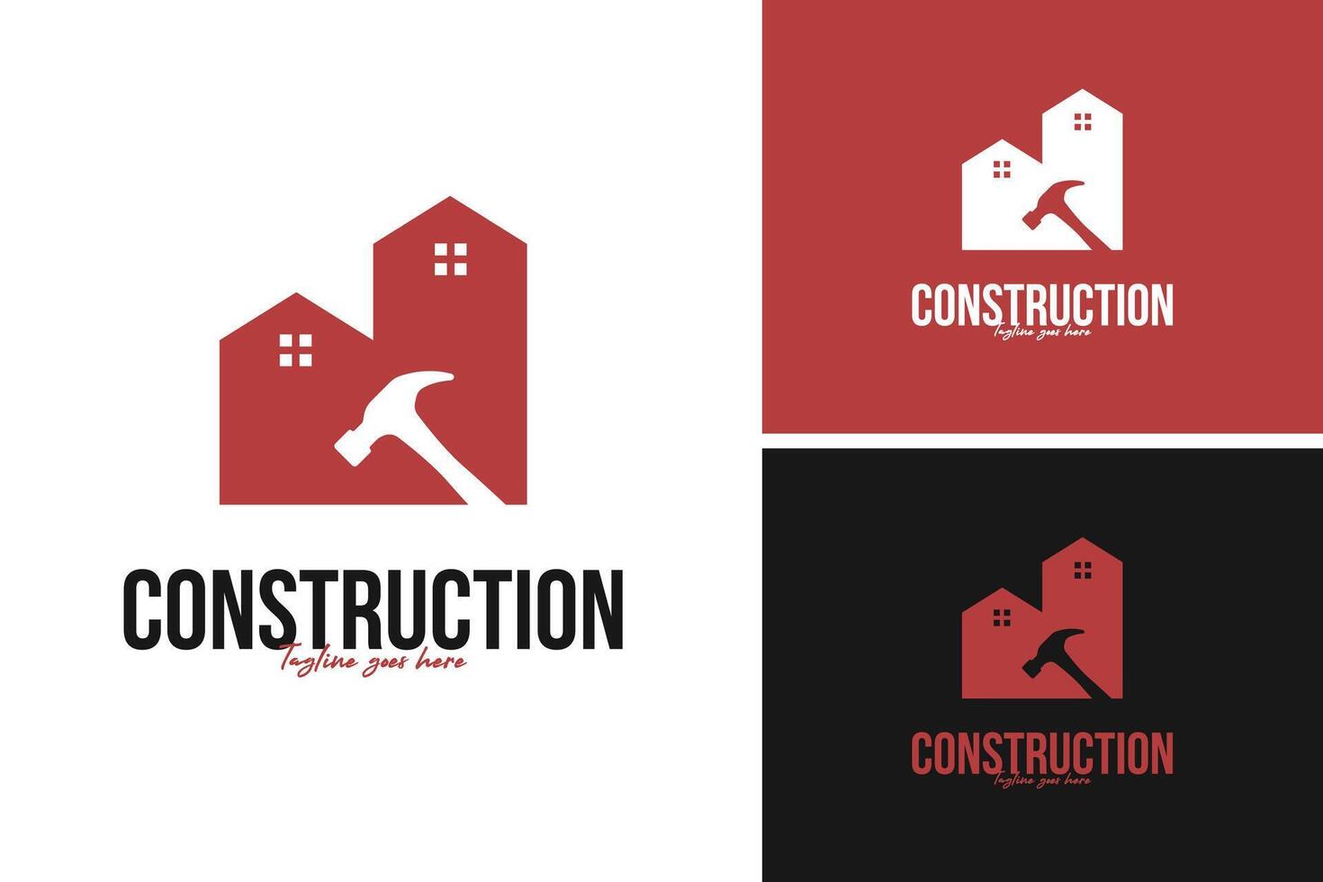 Hammer with house logo design illustration template idea vector