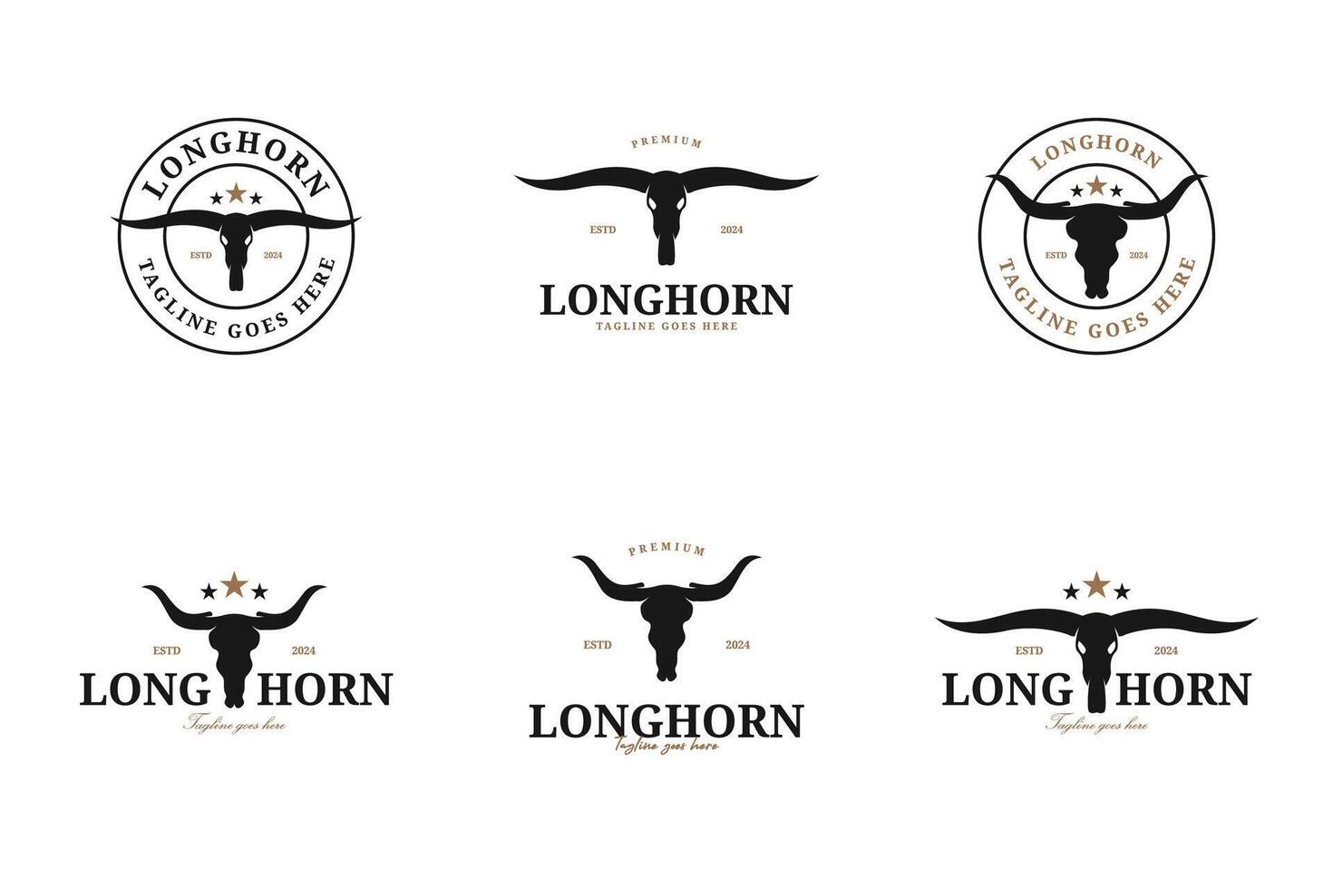 Set of longhorn vintage emblem logo design collection illustration template idea vector