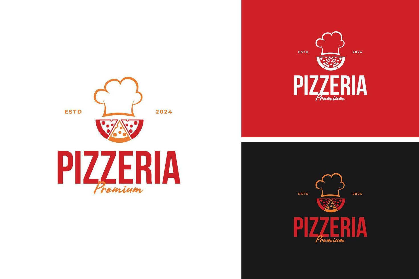 Chef hat with a pizza slice logo design. ideal for a pizzeria or an Italian restaurant. illustration template idea vector