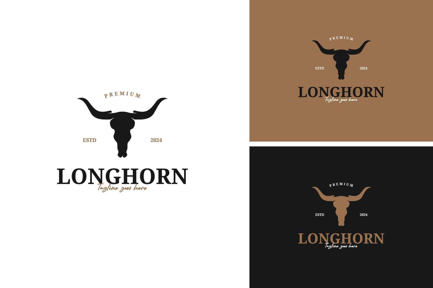 Longhorn vintage emblem logo design illustration template idea vector