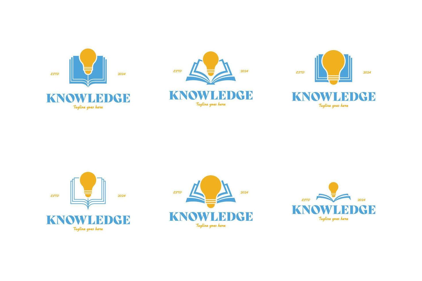 Set of book with a light bulb logo design illustration template idea vector