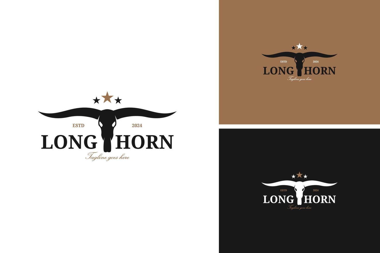 Longhorn vintage emblem logo design illustration template idea vector