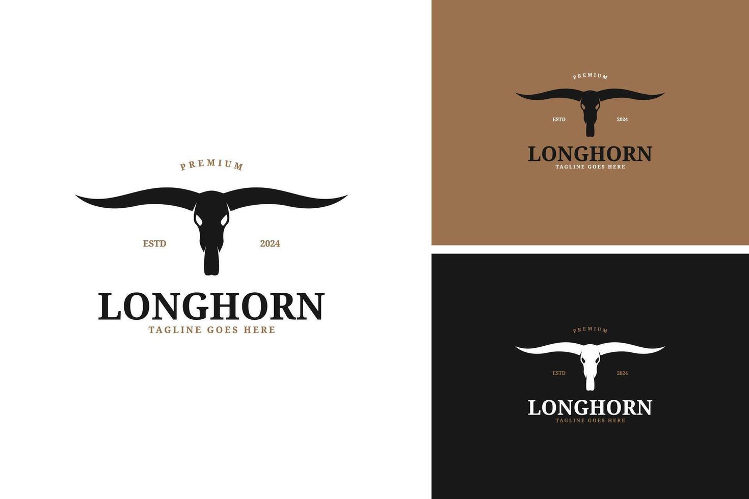 Longhorn vintage emblem logo design illustration template idea vector