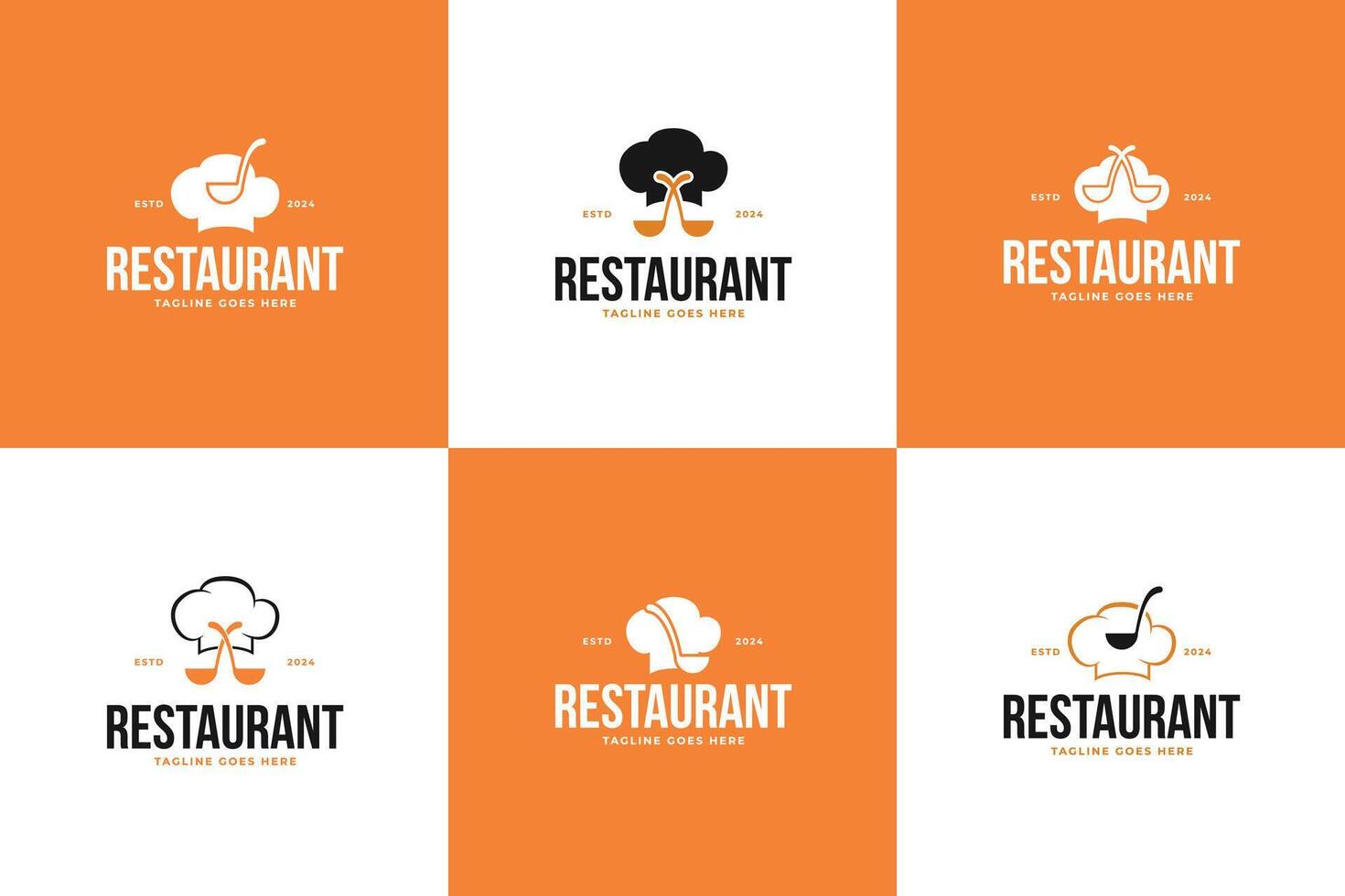 Set of chef hat with soup ladle logo design illustration template idea vector