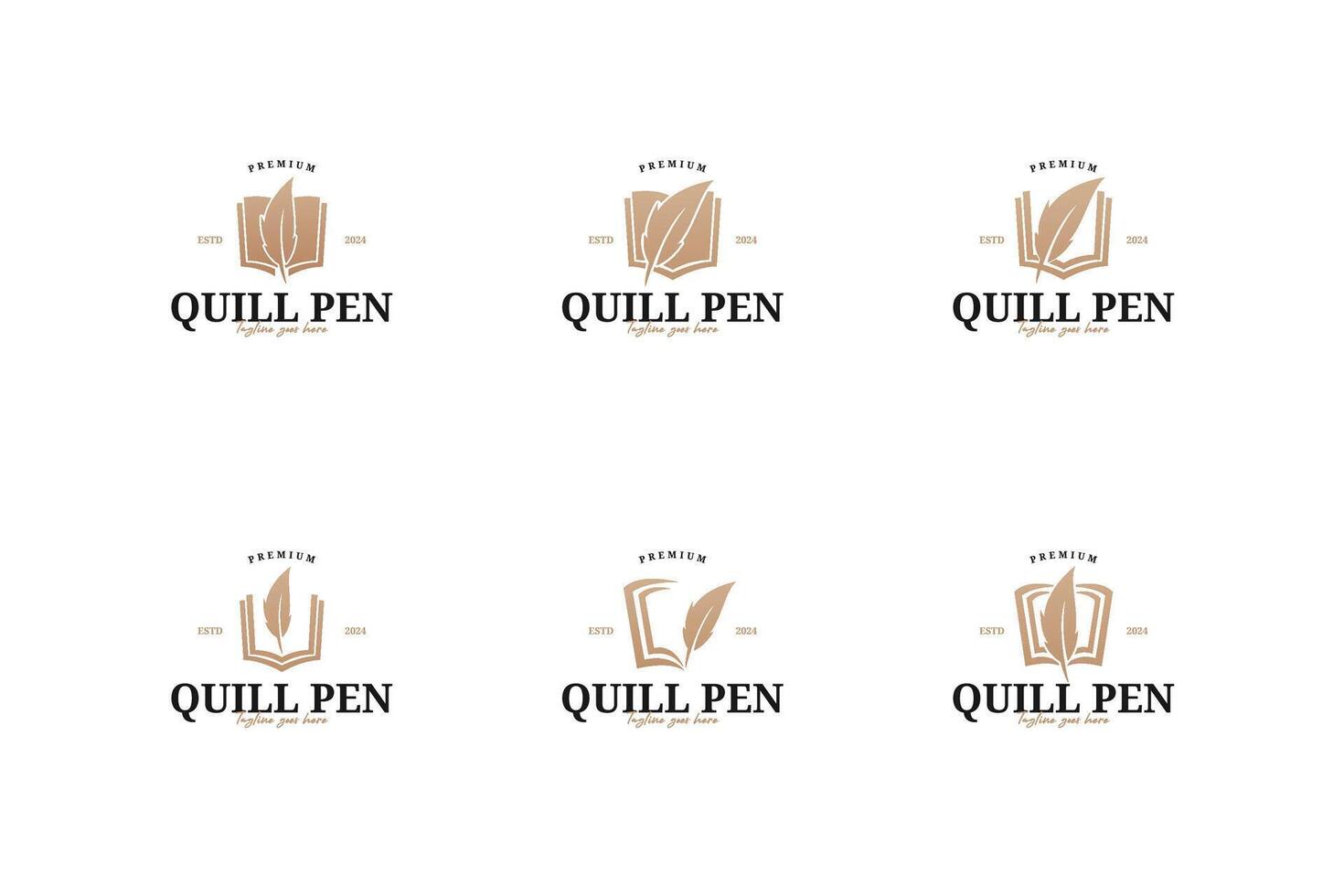 Set of notes book and quill pen logo design illustration template idea vector