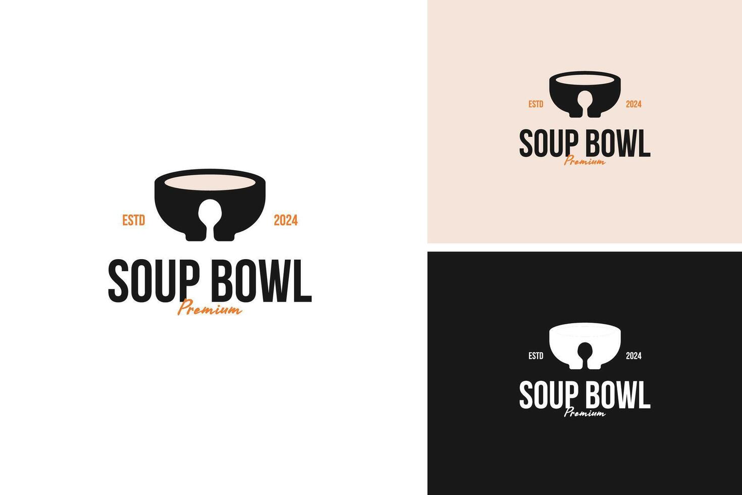 Soup bowl with spoon logo design illustration template idea vector