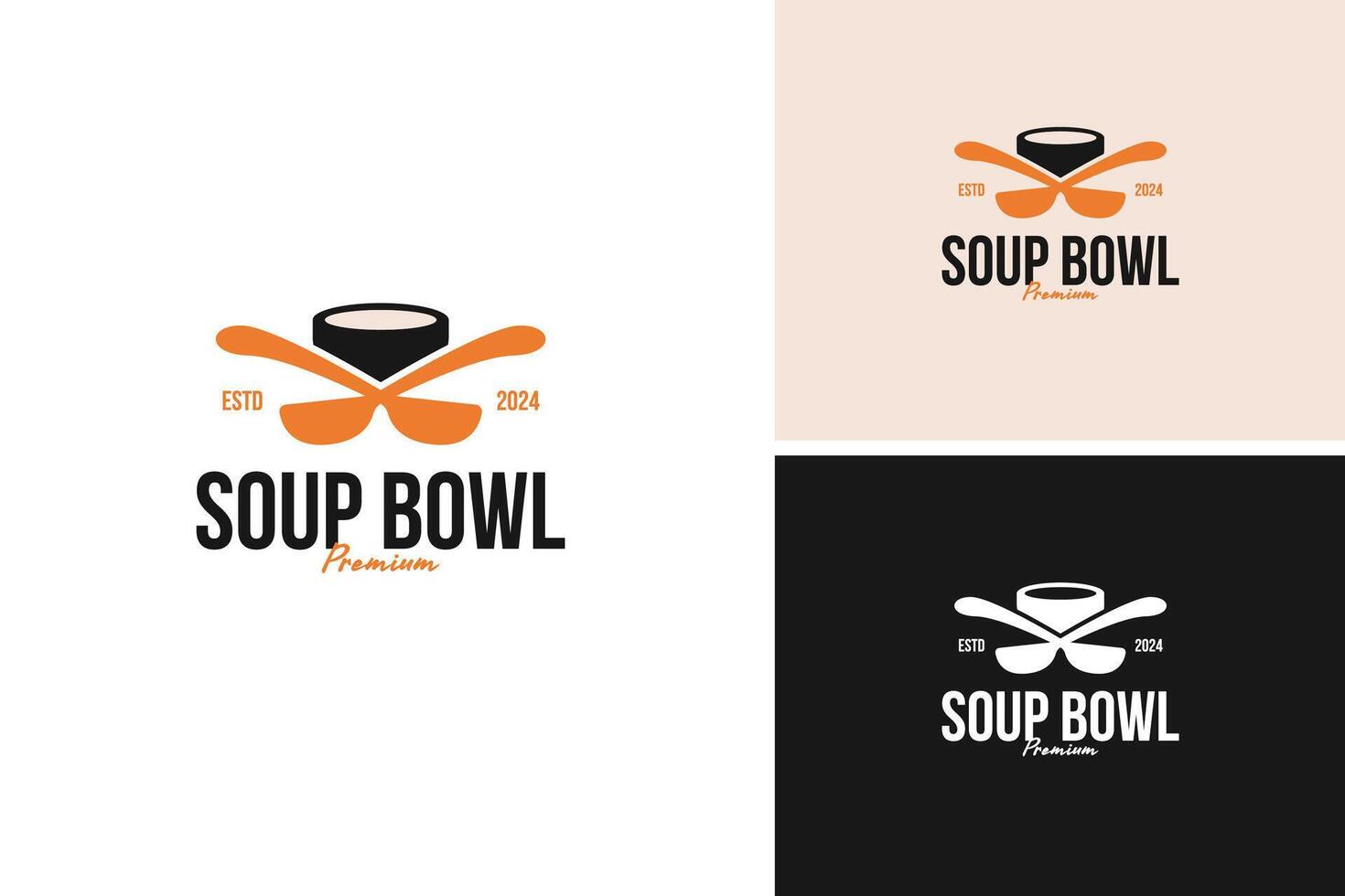 Soup bowl with spoon logo design illustration template idea vector