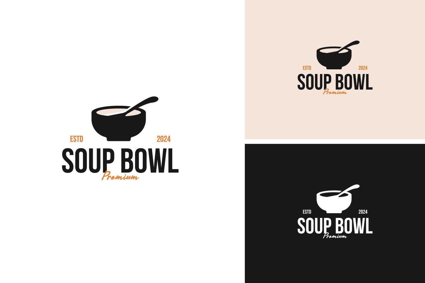 Soup bowl with spoon logo design illustration template idea vector