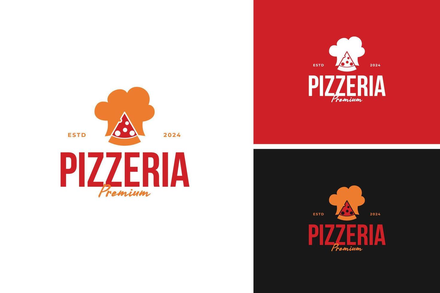 Chef hat with a pizza slice logo design. ideal for a pizzeria or an Italian restaurant. illustration template idea vector