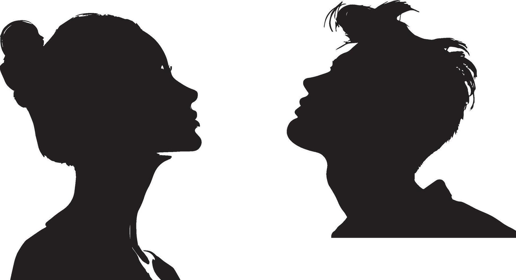silhouette cameo man and woman vector
