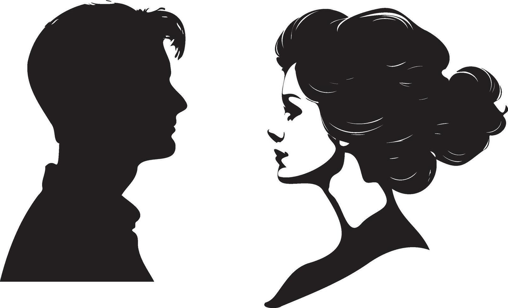 silhouette cameo man and woman vector