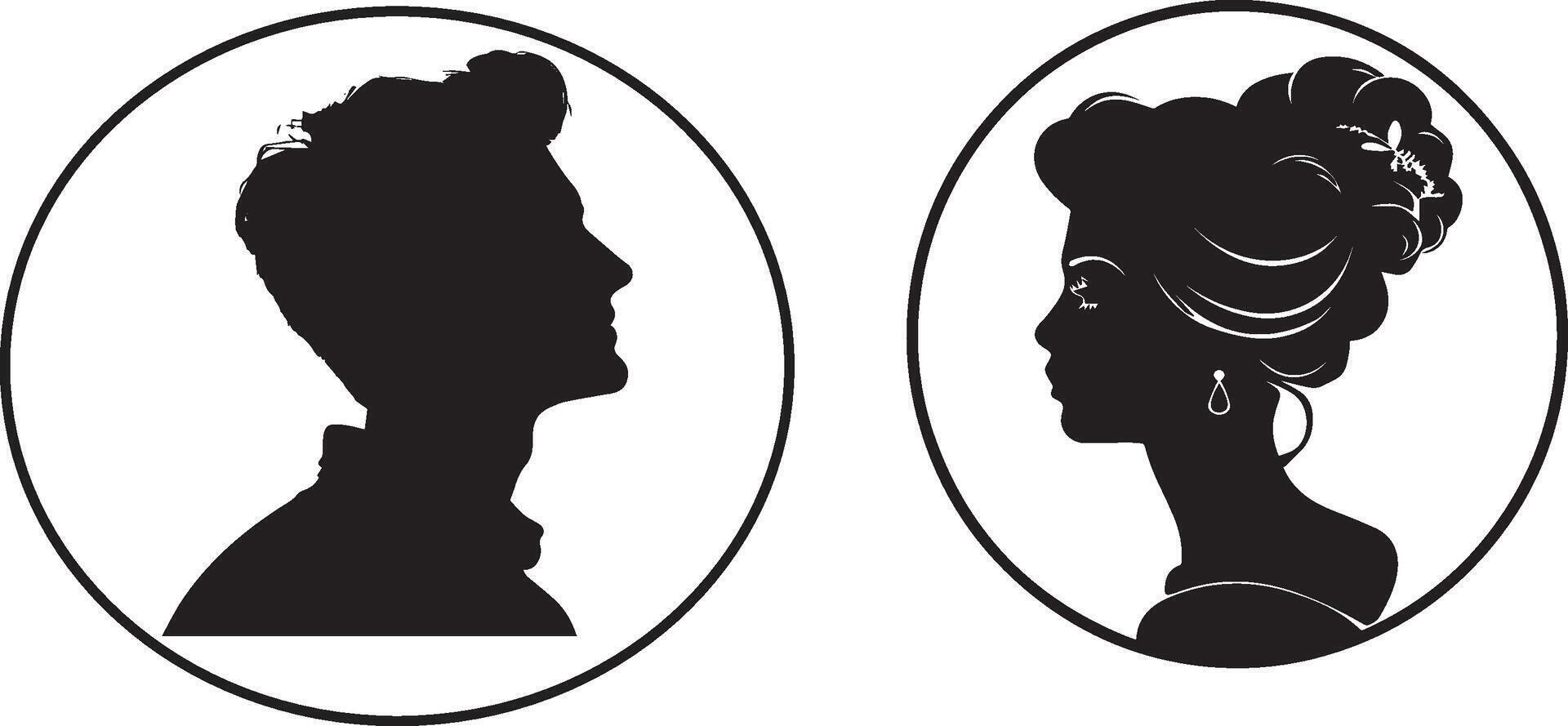 silhouette cameo man and woman vector