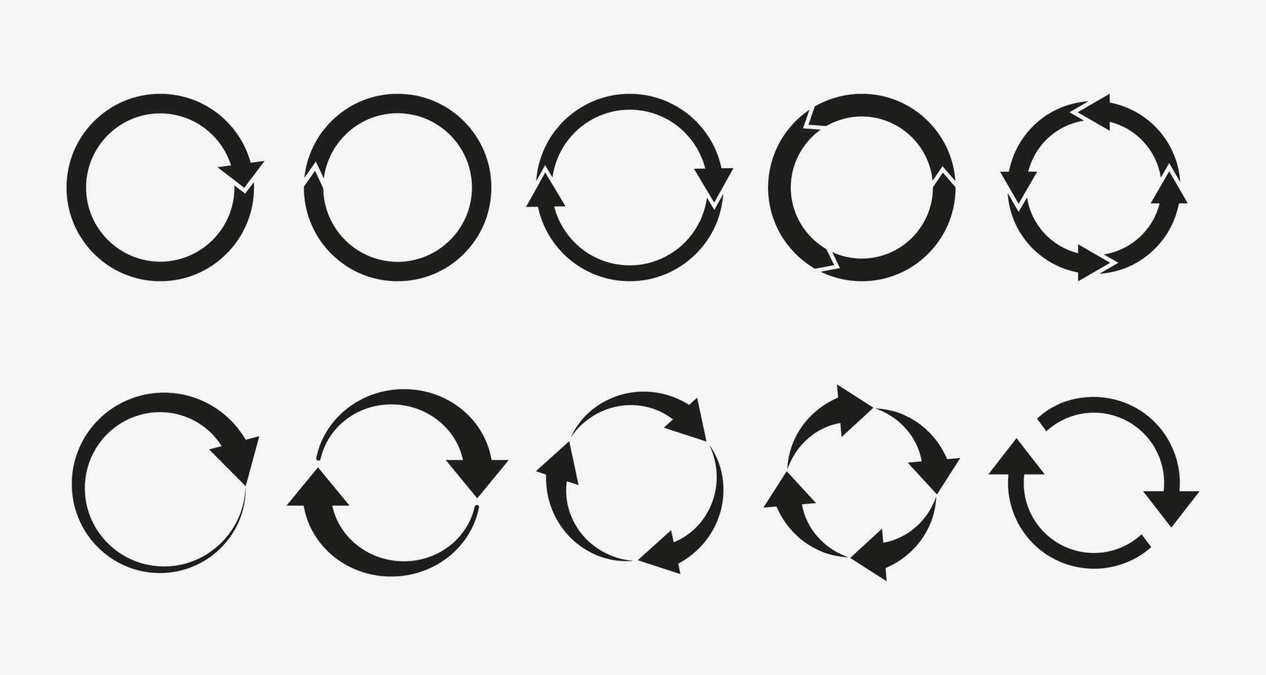 Arrows refresh, recycling icon set. illustration, flat design vector