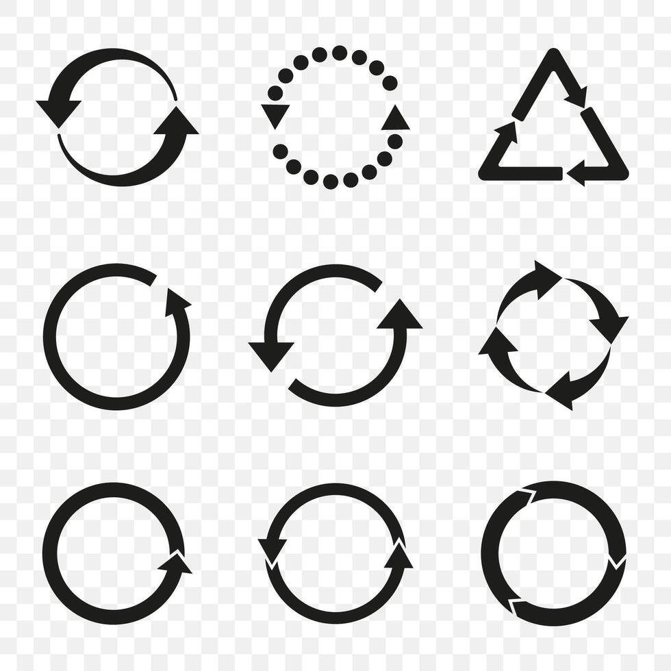 Arrows refresh, recycling icon set. illustration, flat design vector