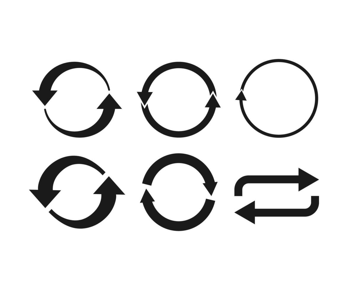 Arrows refresh, recycling icon set. illustration, flat design vector