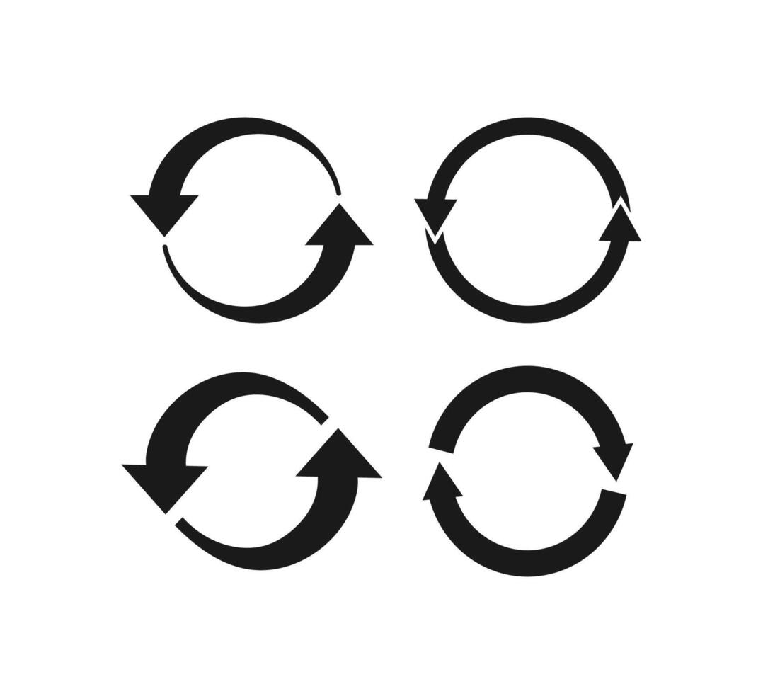 Arrows refresh, recycling icon set. illustration, flat design vector