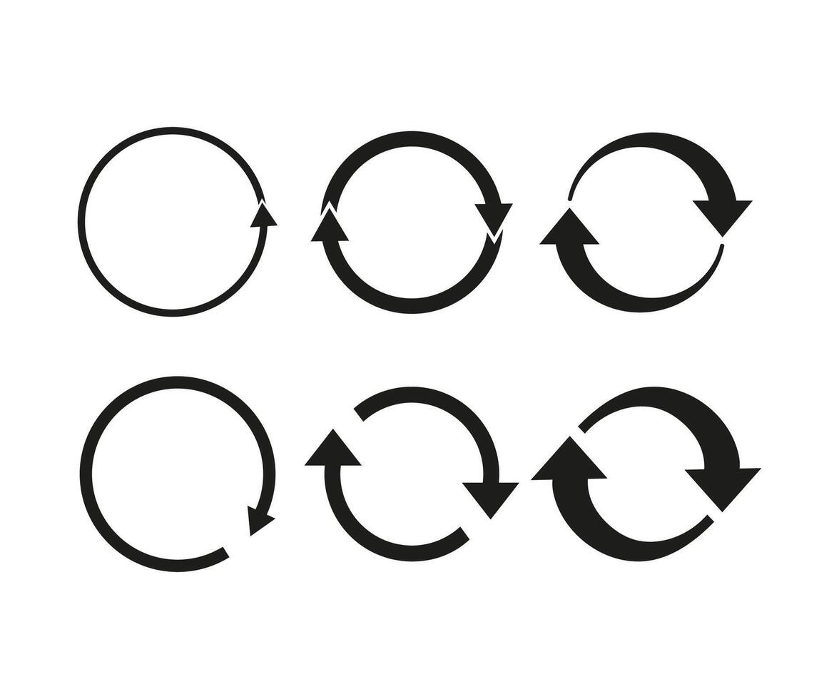 Arrows refresh, recycling icon set. illustration, flat design vector
