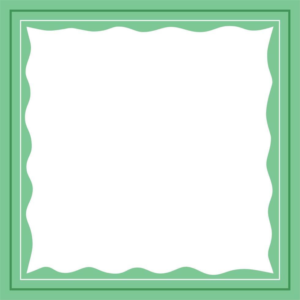 Green and white square wavy background color with stripe line shape. Suitable for social media post and web internet ads. Template layout. Frame, boarder for text, picture, advertisement. Empty space. vector