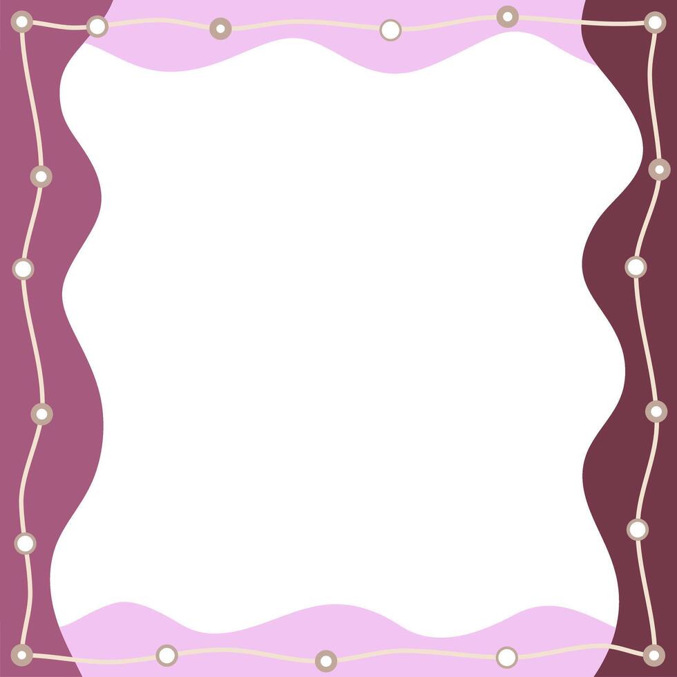 Abstract wavy background. Frame or border. Empty space. Hand drawn various shapes and doodle objects. Modern trendy illustrations. Pastel pink and violet colors. vector