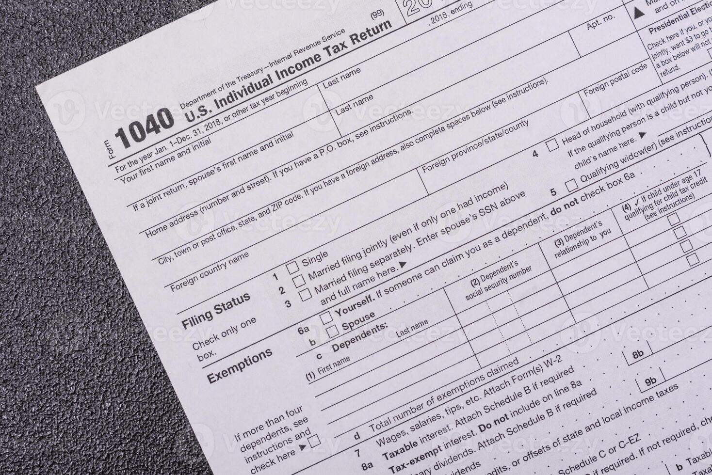 Fill out US tax form 1040 for verification and refund photo