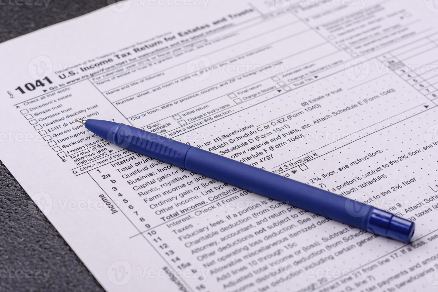 Fill out US tax form 1041 for verification and refund photo