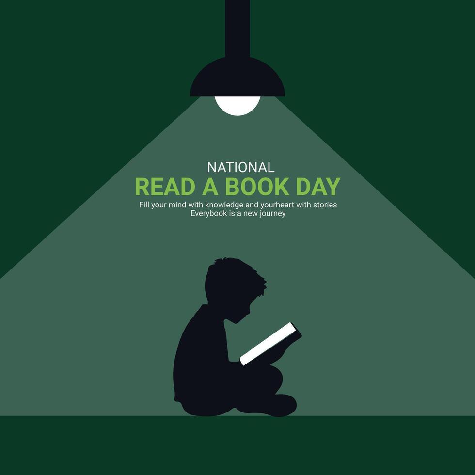 National Read a Book Day creative. Book and man silhouette isolated on Template for background. Read a Book Day ads Poster, , 3d, illustration, September 6. Important day, Holiday concept. vector