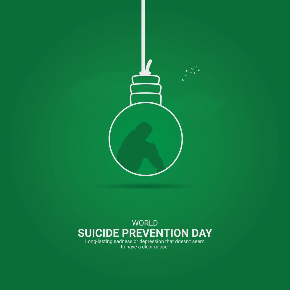 suicide prevention day Creative Ads Design. ribbon and stop icon isolated on Template for background. suicide prevention Poster, , 3d, illustration, Sep 10. Important day, Holiday concept. vector
