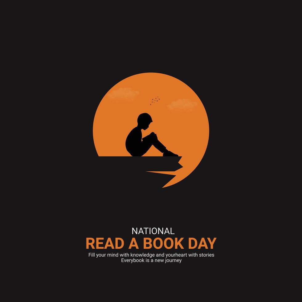 National Read a Book Day creative. Book and man silhouette isolated on Template for background. Read a Book Day ads Poster, , 3d, illustration, September 6. Important day, Holiday concept. vector