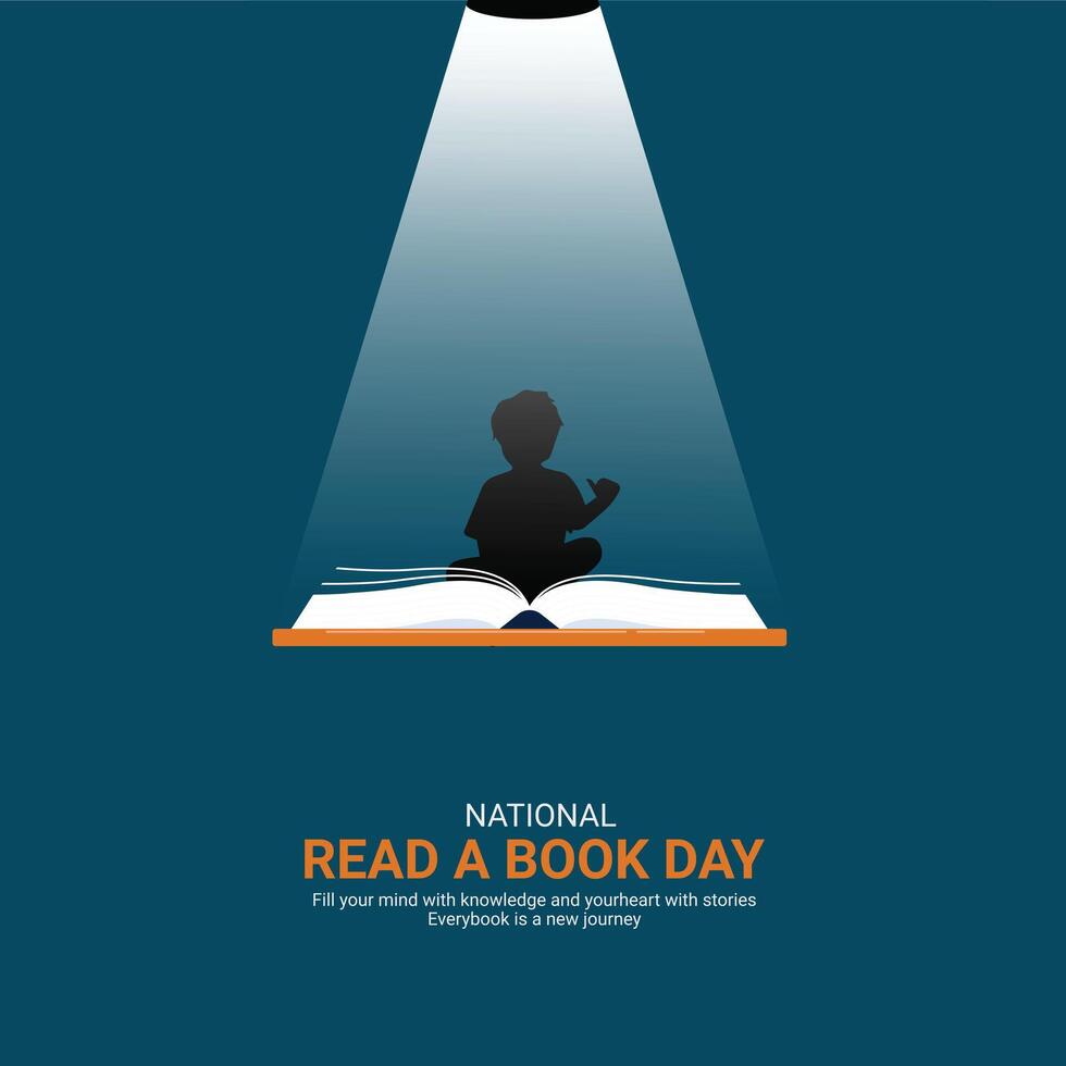 National Read a Book Day creative. Book and man silhouette isolated on Template for background. Read a Book Day ads Poster, , 3d, illustration, September 6. Important day, Holiday concept. vector